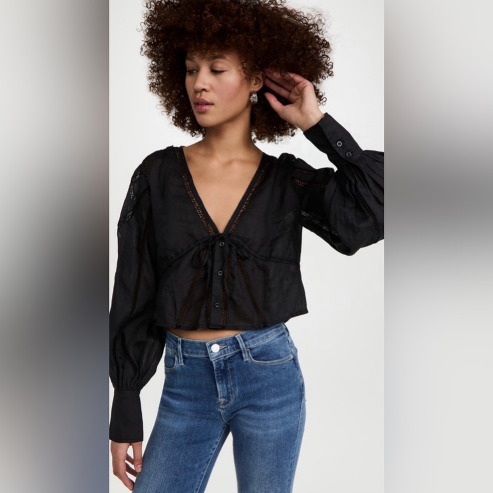 FRAME Inset Lace Empire Blouse